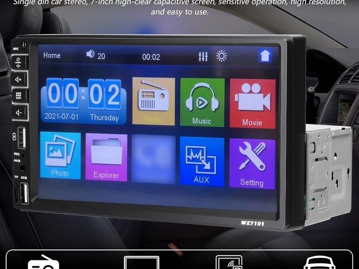 7" MP5 car single din stereo radio touchscreen