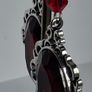 Gothic Ornate Filigree Deep Red Garnet Tassel Earrings Image 3