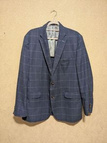 MOSS mens checked linen wool blazer size XL