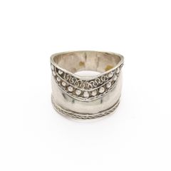 Wide Ethnic Artisan 925 Silver Ring