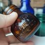 458 - Set of Three Beautiful Vintage Glass Decorative Collectible Bottles - Amber Eire Bovril, Cobalt Blue Magnesia and Turquoise Science Cream Image 2