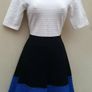 Karen Millen Black, Blue and White Knit Skater Dress Image 2