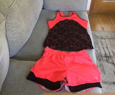 Running shorts and top
