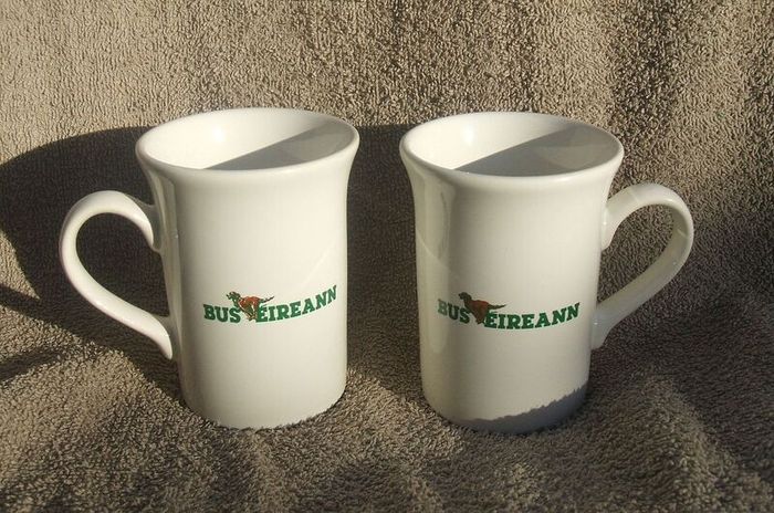 BUS EIREANN (Irish national bus service) - a pair of commemorative/merchandise mugs (c.1990s)