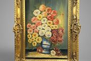 Rich Floral Still Life Ornate Framed Oil Painting