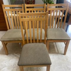 4 x Solid Padded Wooden Kitchen Dining Chairs - Can Deliver