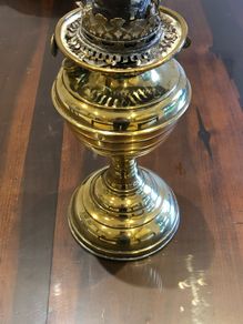 antique brass oil lamp