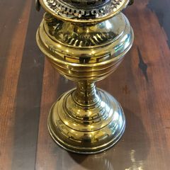 antique brass oil lamp