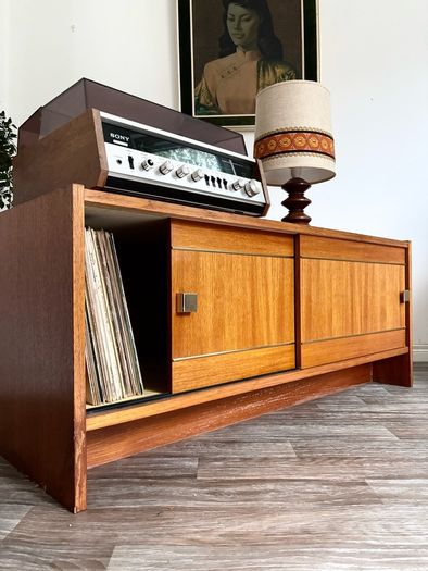 Vintage Retro Mid Century Scandinavian Teak Sideboard/Record Cabinet