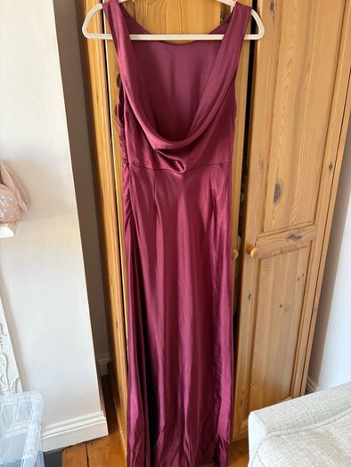 Beautiful burgundy wine satin maxi dress