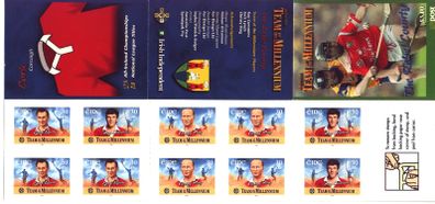 2000 Ireland GAA Team of the Millennium, Cork (The Rebel County) Stamp Booklet Mint Never Hinged (MNH). Players Jack Lynch, Christy Ring & Ray Cummins.