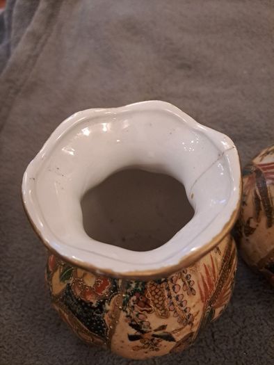 Pair of Hand Painted Chinese Satsuma Style Vases
