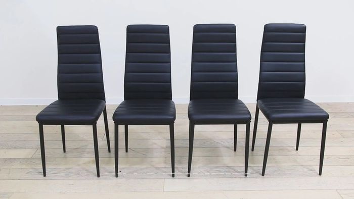 Round Glass Dining Table Set with 4 Faux Leather Chairs Black or White