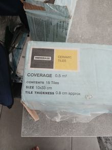 ceramic wall tiles  four boxes just one tile chipped  as show in pics  otherwise all perfect  matt dark grey colour