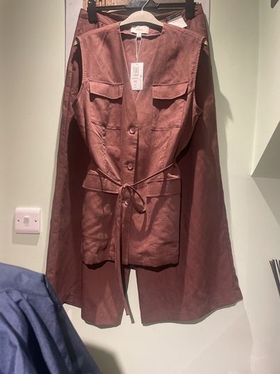 M&S linen wide trousers  utility waistcoat set