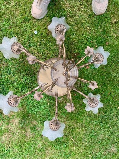 Vintage 6 arm brass chandelier