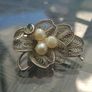 Beautiful old Silver Broach with Pearls Image 5