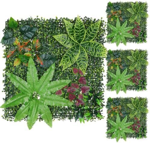 4 Pcs 50cmx50cm Artificial Fern Leaf Wall Panels, Combine to 1mx1m