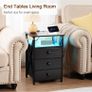 Bedside Table Set of 2 with Charging Station Black Image 5