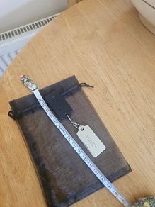 Coach Black Leather & Silver Hang-Tag / NEW