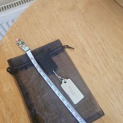 Coach Black Leather & Silver Hang-Tag / NEW