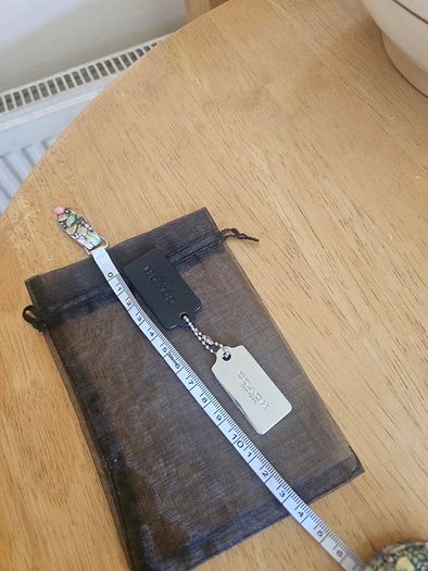 Coach Black Leather & Silver Hang-Tag / NEW