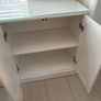 Solid wood cabinet in white with glass top Image 5