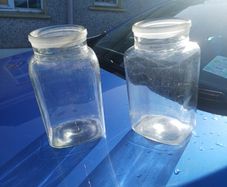 2 old Sweet Jars no lids recovered from an old time Sweet Shop.