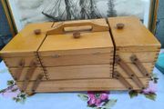 Vintage Wooden Sewing Box