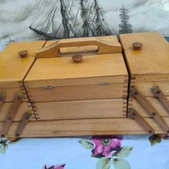 Vintage Wooden Sewing Box