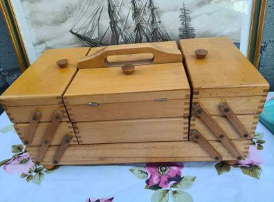 Vintage Wooden Sewing Box