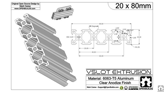 V slot 2080 Linear Rail Black Aluminium Extrusion