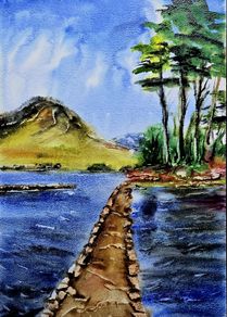 derryclare lough connemara watercolour