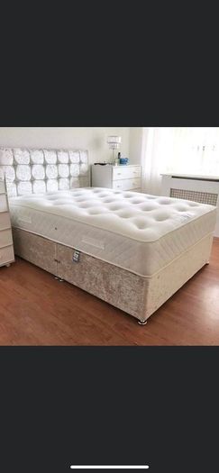 Crushed & plush velvet Divan Bed and mattress