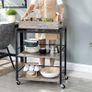 _Serving Trolley with Removable Tray, Lockable Kitchen Trolley with Universal Wheels, Kitchen Shelf, 65 x 40 x 86 cm, Sturdy Metal Frame, Industrial Design, Greige-Black Image 2