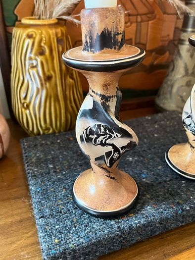 Vintage African Soapstone Elephant Candlesticks