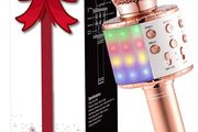 Microphone for Kids Adults, Wireless Bluetooth Microphone with Flashing Colorful LED Lights Portable Speaker Karaoke Machine, Home KTV Player Support Android &amp; iOS Devices for Party Singing (FREE POSTAGE)