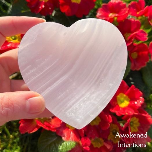 Variety of Crystal Heart Gemstones Rose Quartz, Tigers Eye, Opalite, Clear Quartz, Calcite, and more