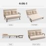 Sleeper Sofa 2-Seater Sofa Velvet Sofa, Sleeper Function, incl. 2 Pillows, Velvety Look, Natural Beige Black Image 3