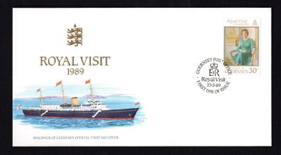 1989 Guernsey Queen Elizabeth II Royal Visit Commemorative Stamp First Day Covery (FDC)