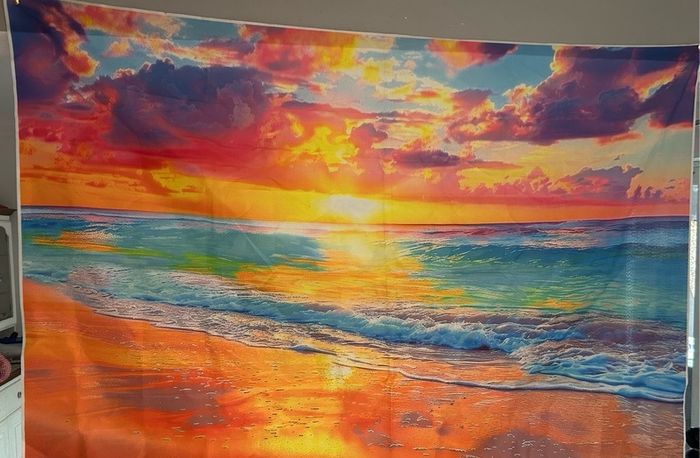 Colourful beach backdrop 5x3ft