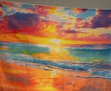 Colourful beach backdrop 5x3ft
