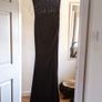 Corset Mermaid Satin Prom Dress with Slit, black, size 6 Image 3