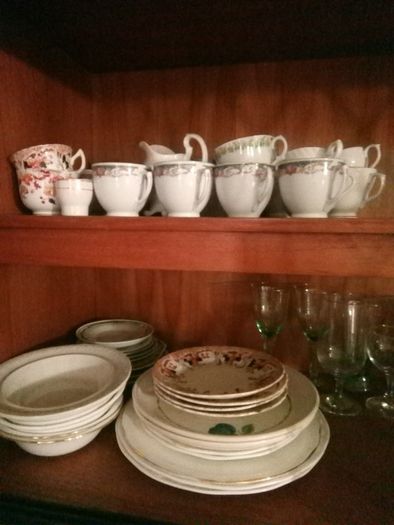 variety of Crockery and glasses and Wedgewood