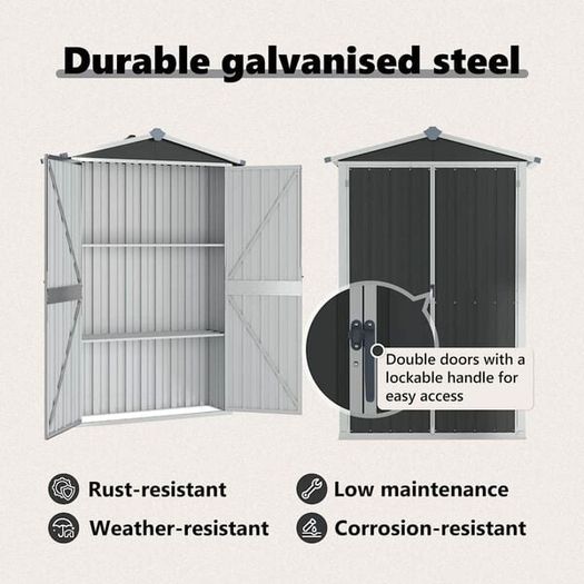Garden Shed Anthracite 116x45x175 cm Galvanised Steel