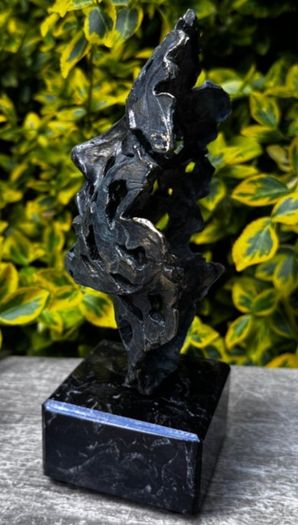 Surrealist Bronze Mask Inspired By Salvador Dali (21cm) - Patinated Bronze, Marble