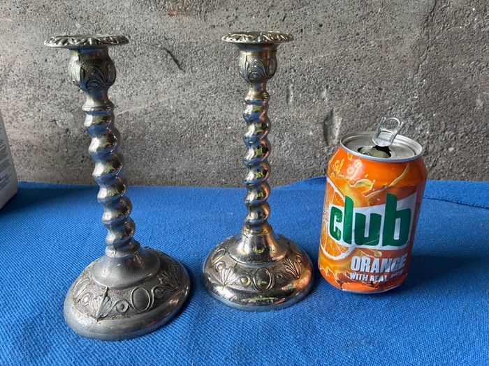 pair of barley twist epns candle sticks
