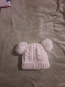 cream aran style bobble hat