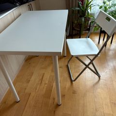 IKEA White desk and folding chair AE