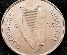 [#314] - Ireland 1935 | Irish 1d | Irish One Penny | KM.3 | High Grade